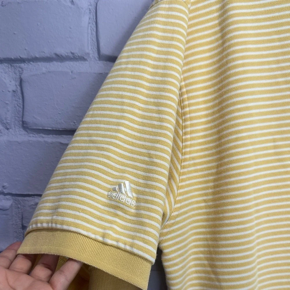 Adidas Men's Polo Shirt in Yellow and White Stripes size L